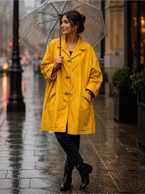 Vintage Jackets & Blazers - Vintage Emanuel Ungaro oversized yellow raincoat